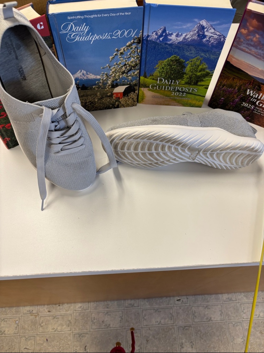 Light Gray Knit Lace-Up Sneakers